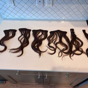 100% Human Hair Clip-In Extensions – Chesnut Brown – 10 Piece Set (15–16”)